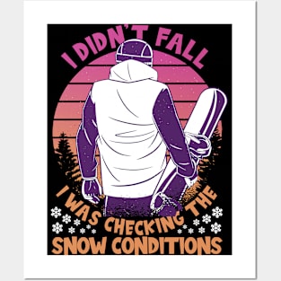 Snowboader Checking Conditions Posters and Art